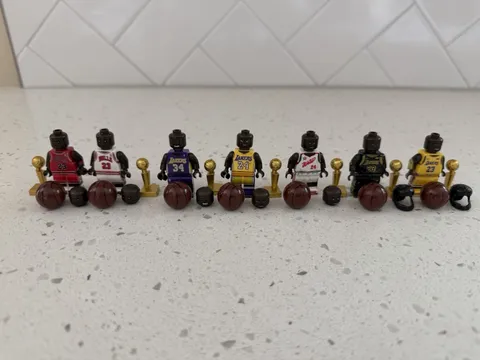 7 Lego Custom NBA Figures Lot of Michael Jordan, LeBron, Kobe Bryant, Shaq