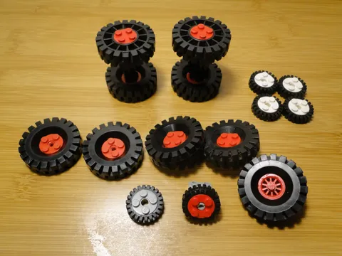 LEGO Vintage Wheels Tires Rims Metal Pins Black Red White Gray Part Lot