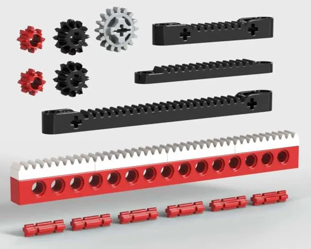 LEGO Rack Kit + Gears  (technic,gear,steering,car,tooth,spur,machine,truck,pin)