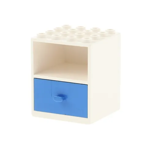 1x LEGO Homemaker Cabinet 4x4x4 White 1 Drawer Blue Dollhouse No. 2/3