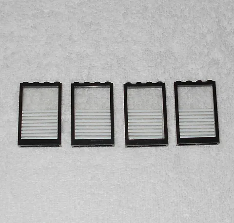 LEGO Police - x4 Black Windows w/ 9 Stripes Glass 2493a 2494pb08 From 6540 1991