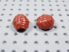 LEGO Lot of 2 Dark Red Short Wavy Hair Center Part Minifig BQ
