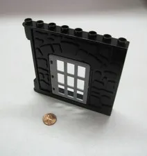 Lego Duplo Black Wall with Gray Door 1X8X8 Knight's Castle Building 4777 4785