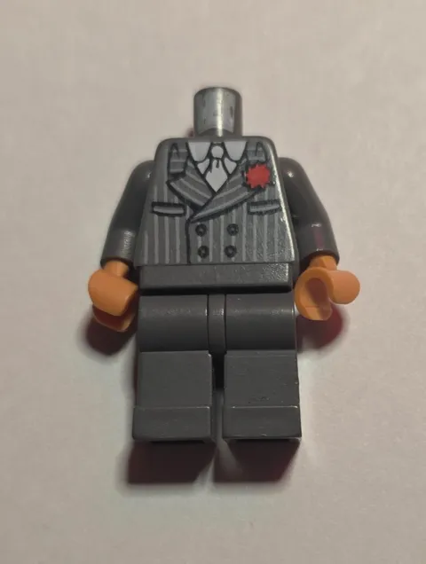 LEGO - Minifig, Torso + Legs, Pinstripe Suit Jacket, Tie, Red Flower Pattern