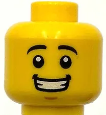 Lego New Yellow Minifigure Head Smile Black Eyebrows Medium Nougat Chin Dimple