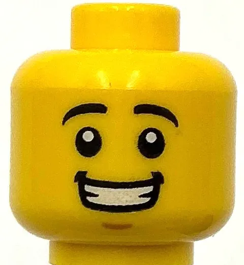 Lego New Yellow Minifigure Head Smile Black Eyebrows Medium Nougat Chin Dimple
