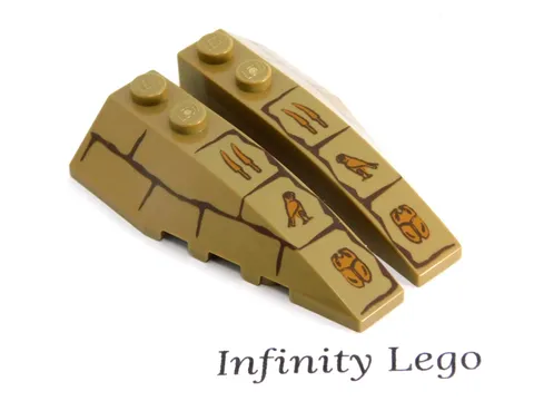 1 Pair LEGO Dark Tan Wedge 2x6 Double Right & Left Printed Hieroglyphs 7327