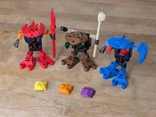 Lot of 3 Vintage LEGO Bionicle Bohrok Va 8554 8553 8550 Figures & Krana
