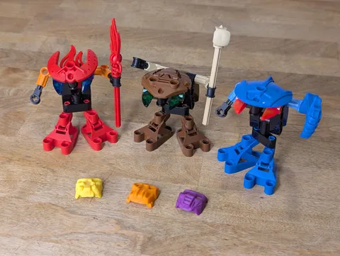 Lot of 3 Vintage LEGO Bionicle Bohrok Va 8554 8553 8550 Figures & Krana