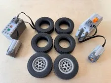 LEGO TECHNIC Power Functions Battery Box 88000 & 8881, Servo Motor 8883 + Wheels