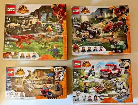 JURASSIC WORLD LEGO SETS(4)-  76950, 76946, 76951, 76945