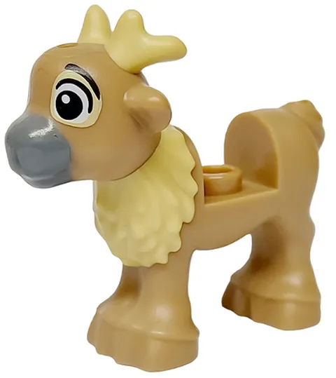 LEGO Dark Tan Reindeer, Fawn with Molded Short Tan Antlers and Fur and Printed B