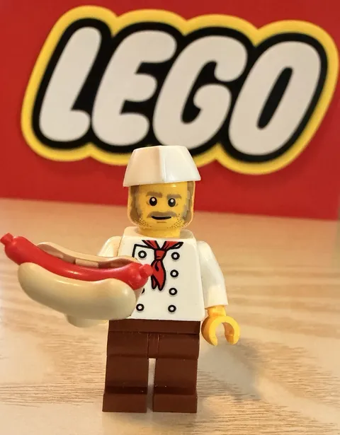 Lego Hotdog Vendor Minifgure With Accessory