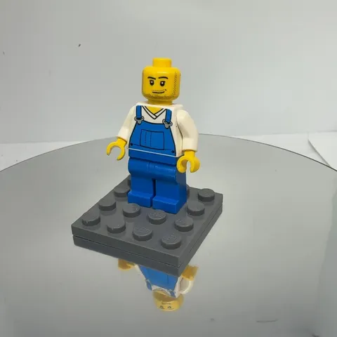 LEGO Minifigure Blue Overalls Worker with Baseplate