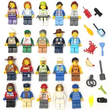 10 Lego CITY Minifigure Lot 10 Assorted People Citizens Workers w/ Accessories