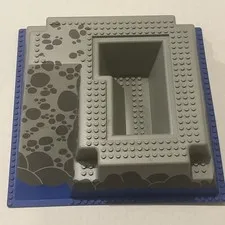 Lego 6276 Baseplate Raised 32 x 32 Ramp and Blue Water Gray Stones Base Plate