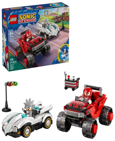Sonic the Hedgehog Silver's Car vs. Knuckles' Monster Truck Building Toy 77118