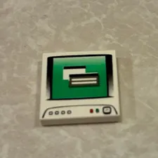 LEGO White Tile 2 x 2 Computer Monitor without Power Switch Pattern 3068pb0021