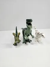 LEGO Jurassic World Dinosaur Figure Lot of 3 Velociraptors Dilophosaurus Genuine