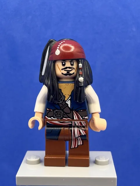 Captain Jack Sparrow (Dark Blue Vest) poc001 - LEGO Pirates of the Caribbean