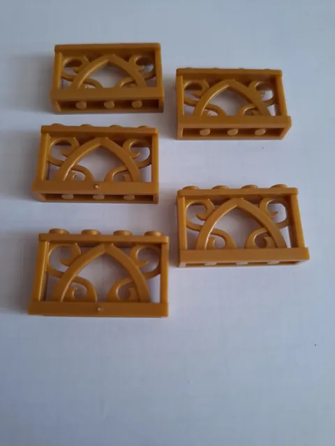 No 319 5x Lego Fence Ornament 19121 1x4x1. Gold