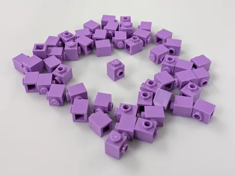 Lego x50 New Medium Lavender Brick, Modified 1 x 1 with Stud on Side # 87087