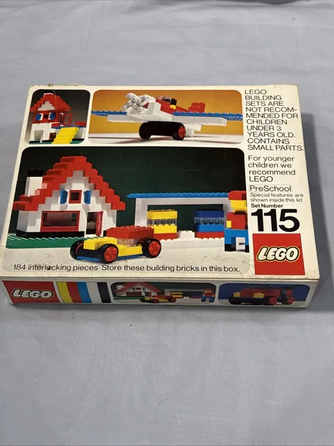Vintage LEGO 115 Vintage 1974 with Box, Instructions, Ads Rare Incomplete READ