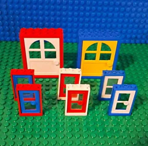 Vintage Lego Doors And Windows. 8 Pieces.