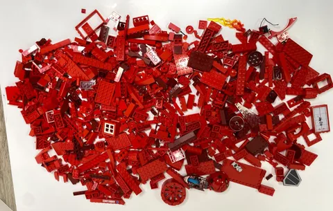 2 lbs LEGO Bulk Lot – RED Random Bricks Plates Parts Mixed Pieces for Building
