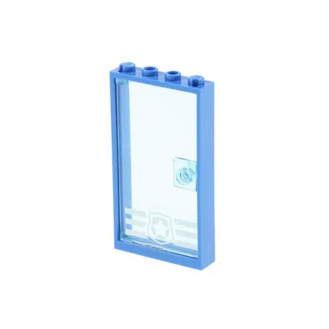 1x LEGO Door Frame 1x4x6 Blue Transparent Police Brand 60616pb052 60596