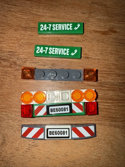 LEGO Minifigure Gas Station Sign 24 7 Service Green Tile Telephone