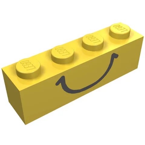 3x LEGO® Part 3010p01 - Brick 1 x 4 with Smile Pattern