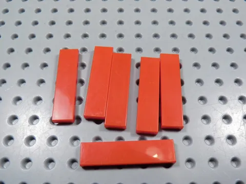 LEGO Lot of 6 Red 1x4 Smooth Tiles Plates BD