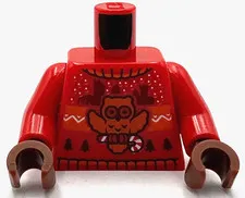 Lego New Red Minifigure Torso Knit Fair Isle Holiday Sweater Owl Candy Cane