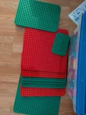 Duplo Lot 9 Red Green Base Plate Thin Baseplate Plate 24x24, 24x17, 12x8 