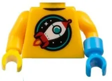 NEW Lego ASTRONOMER KID MINIFIG TORSO Orange w/Space Rocket 1 Azure Hand D382