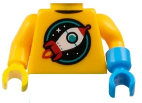 NEW Lego ASTRONOMER KID MINIFIG TORSO Orange w/Space Rocket 1 Azure Hand D382