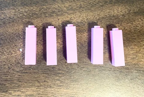 LEGO Parts: 14716 Brick 1 x 1 x 3, Pink, Lot of 5