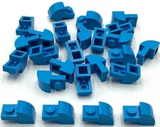 Lego 25 New Dark Azure Slopes Sloped Curved 2 x 1 with Recessed Stud Parts