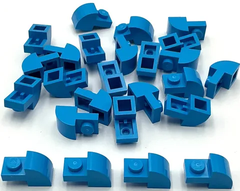 Lego 25 New Dark Azure Slopes Sloped Curved 2 x 1 with Recessed Stud Parts