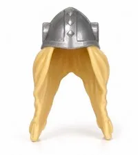 LEGO Minifigure, Hair Long with Metallic Silver Viking Helmet