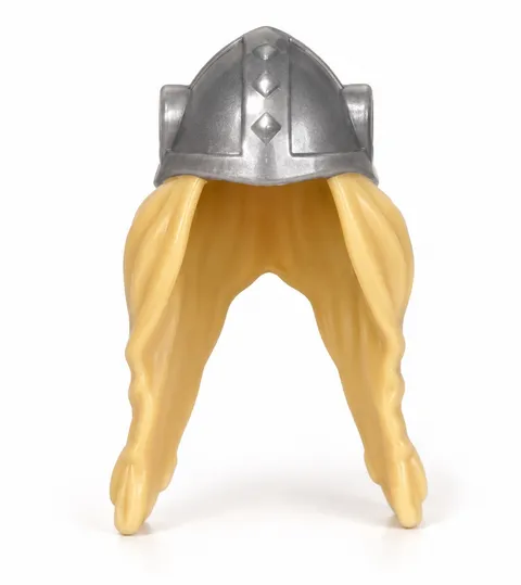 LEGO Minifigure, Hair Long with Metallic Silver Viking Helmet