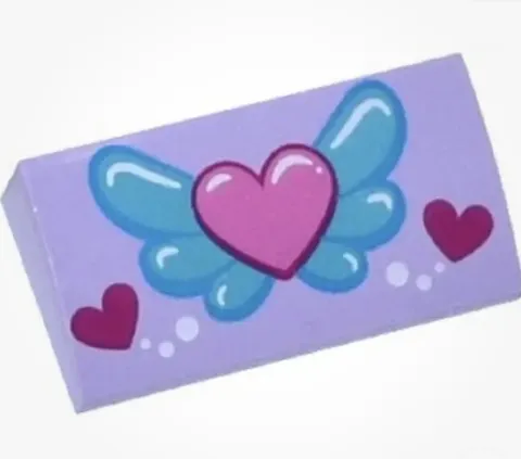 Lego Friends Purple Slope Hearts Wings 2x4x2/3 Lavender PRINTED Valentines BFF
