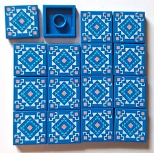 LEGO 42691 blue PRINTED TILES floor tile from Fountain Garden pattern tile