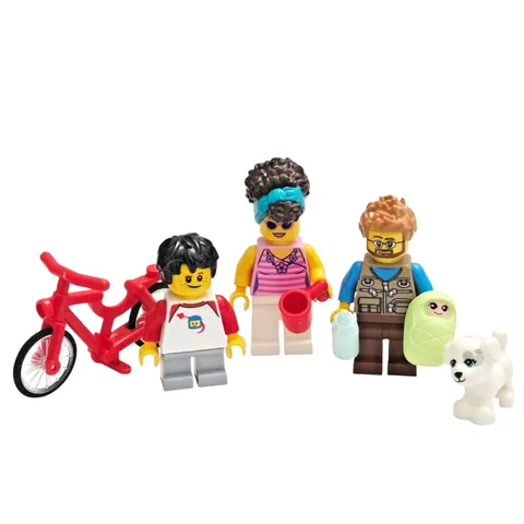 Lego Family Minifigure Lot - 4 Mini Figures w/ Accessories Mom Dad Baby Child