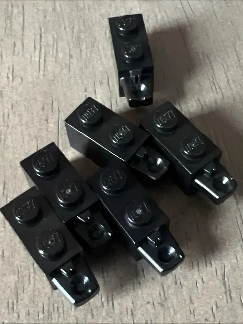 LEGO 30541 Black Hinge Brick 1 x 2 Locking with 1 Finger Horizontal End 6 Pieces
