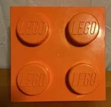 Lego Orange Brick Cube Orange  4 Stud Stackable Storage Box