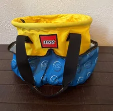Lego Storage Bin Bucket Travel Collapse Bag Carry Organizer Yellow Blue Tote