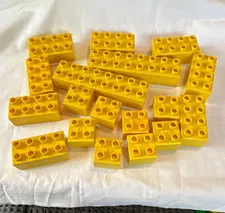 LEGO Yellow Bricks & Blocks Lot of 18 Mixed 2x2-2x6 Stackable Pieces
