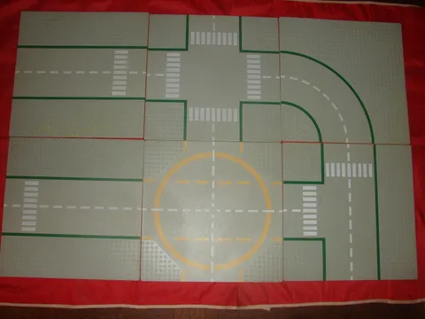 LEGO SET OF 6 ROAD PLATES STRAIGHT INTERSECTION CURVE